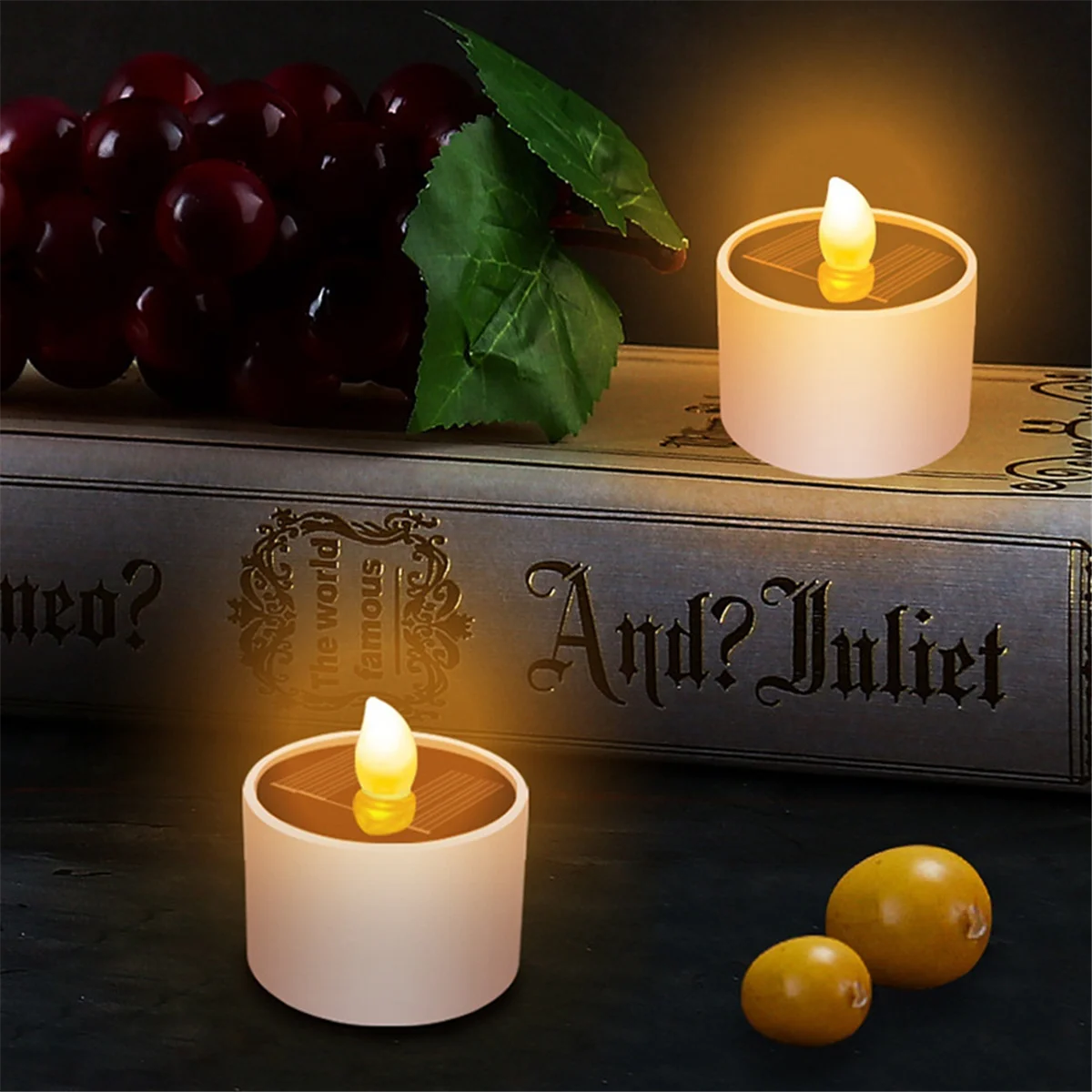 AT53 6PCS 비바람에 견디는 태양 광 발전 양초 Flameless 태양 양초 LED 태양 양초 정원 캠핑을위한 Flameless 조명