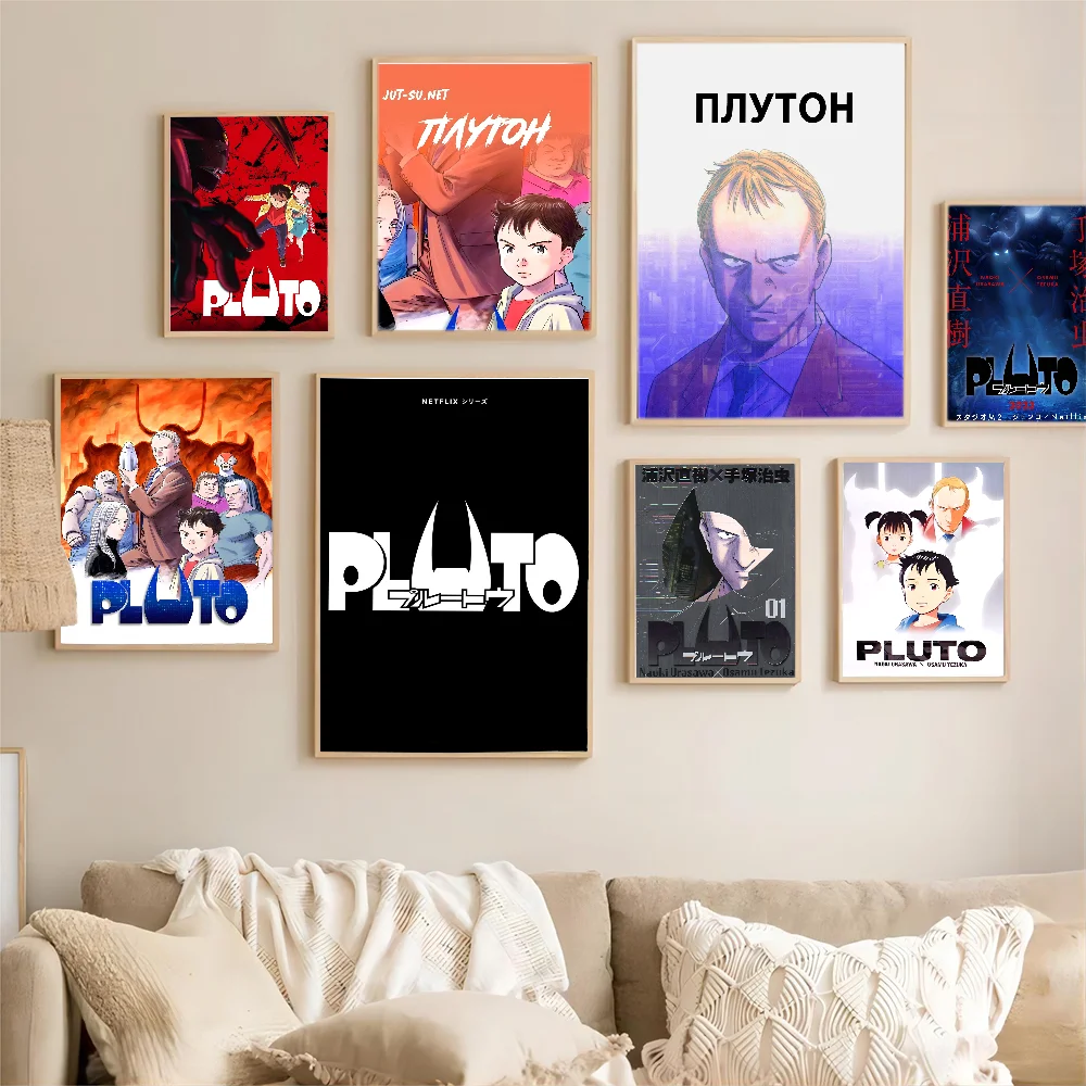 ملصق حائط فاخر لزج أنيمي بلوتو ، ملصقات أنيمي ، غرفة المعيشة ، ديكور بار ، ديكور حائط #3
