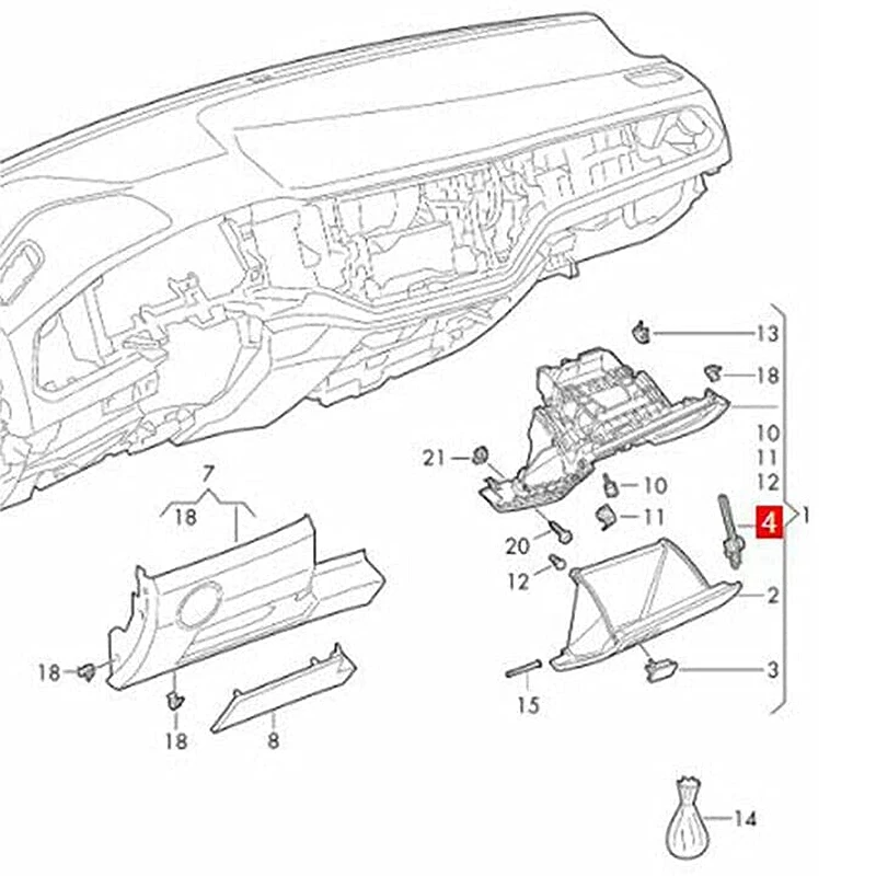 Car Interior LHD Glove Box Damper Brake Elements For Golf 7 MK7 Rabbit Passat Arteon Atlas T-Roc Kodiaq Touran 5G1858309