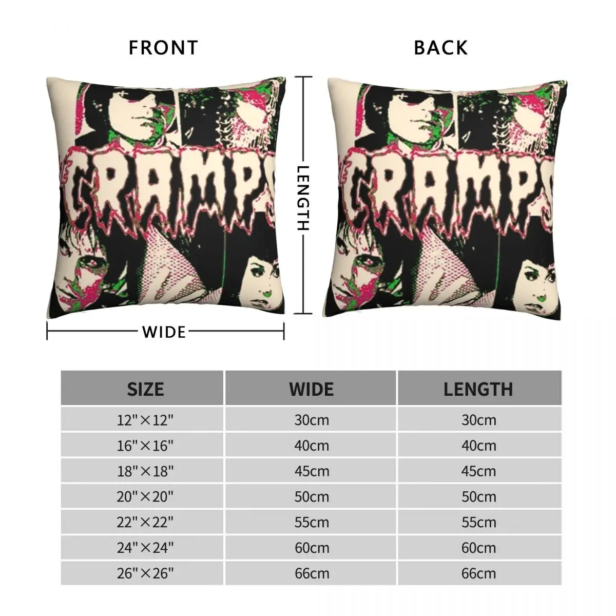 The Cramps Square Pillowcase Polyester Linen Velvet Pattern Zip Decor Pillow Case Sofa Cushion Cover