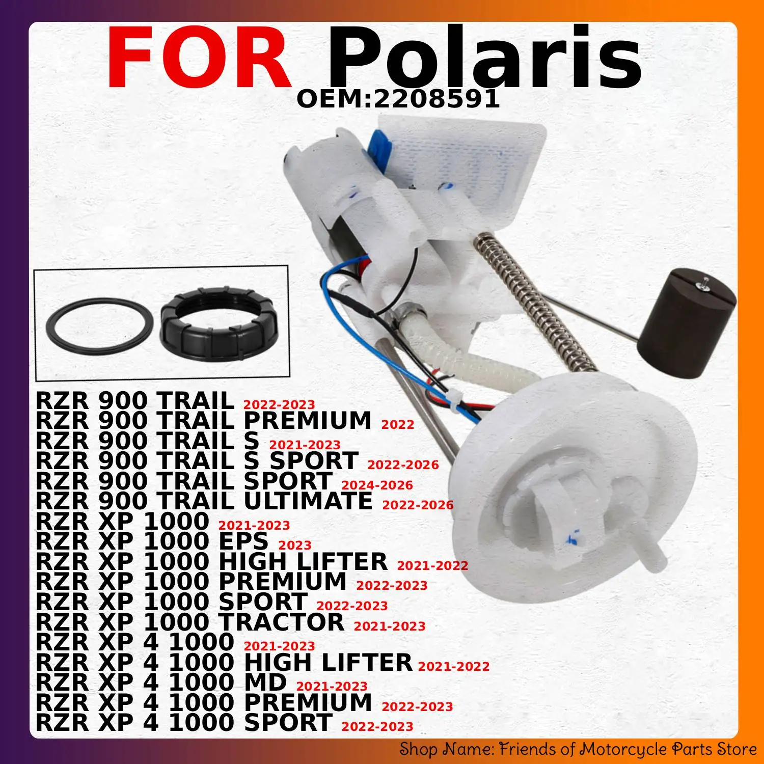 Fuel Pump Module Assembly For Polaris RZR 900 TRAIL PREMIUM / S SPORT / ULTIMATE / XP 1000 HIGH LIFTER TRACTOR OEM:2208591