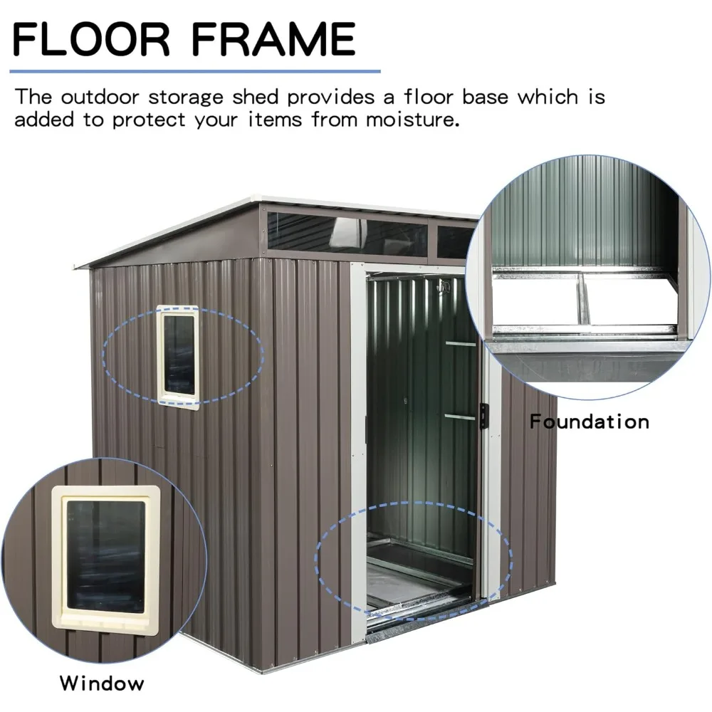 Durable 6x5 Outdoor Metal Shed with Lockable Door for Garden and Tool Storage