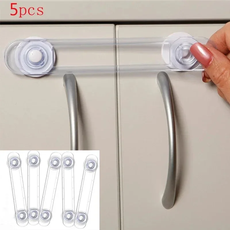 5pcs Multi-functional Baby  Child Safety Lock  Drawer Refrigerator LockTransparent Anti-Opening Soft Strap Safety Lock