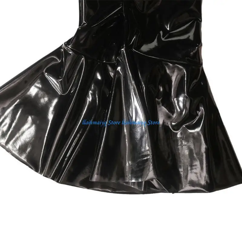 573B Pu Bodycon Mini Dress Short Sleeve A Line Dress Metallic Cosplay Party Dresses
