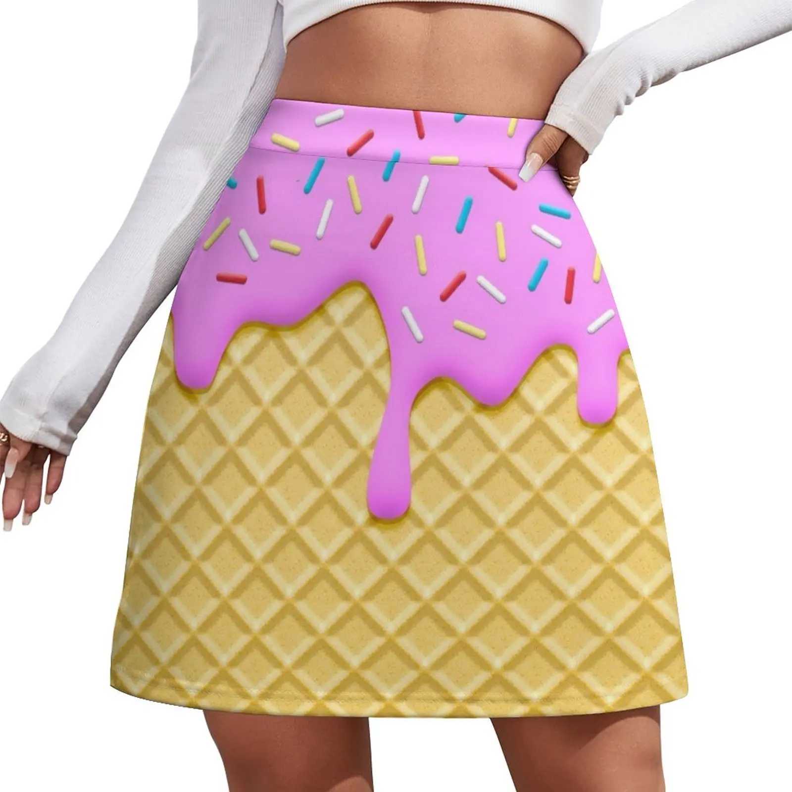 

Strawberry Ice Cream Mini Skirt Clothing female Miniskirt elegant social women's skirts Mini Skirt