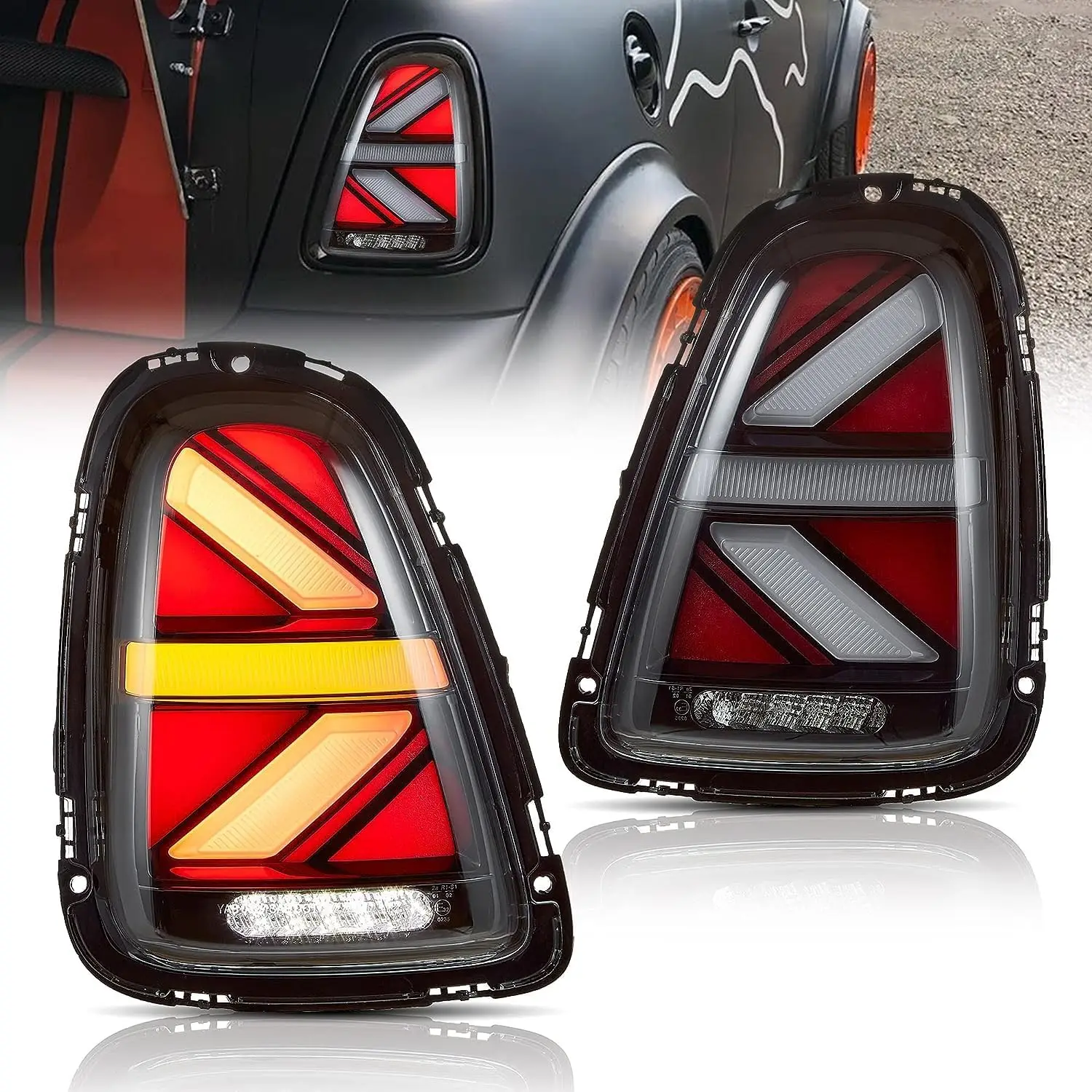 

LED Tail Lights Compatible with Mini R56 Hatchback/Convertible R57/Coupe R58/Roadster R59 2007-2014 Union Jack Rear Lamp A