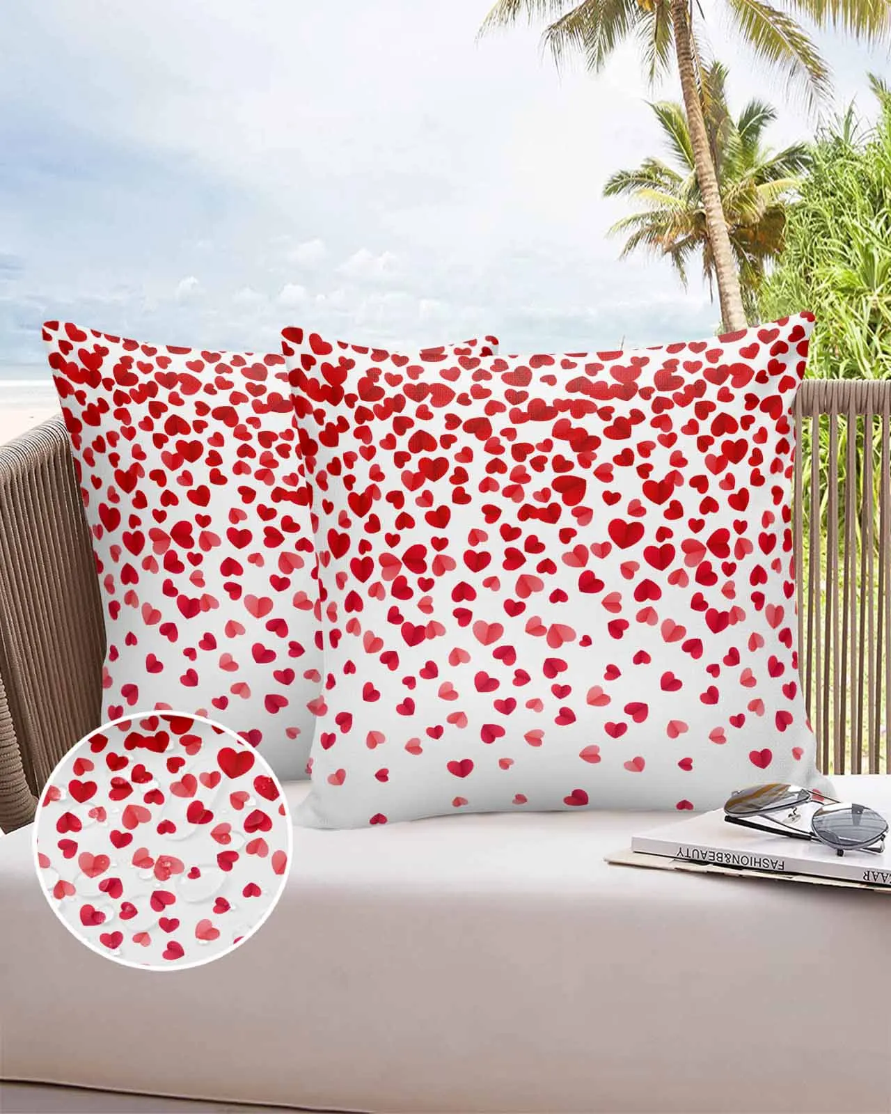 2/4PCS Valentine'S Day Love Texture Red Pink Waterproof Cushion Cover For Home Decoration 40/45/50/60/66cm Pillowcase