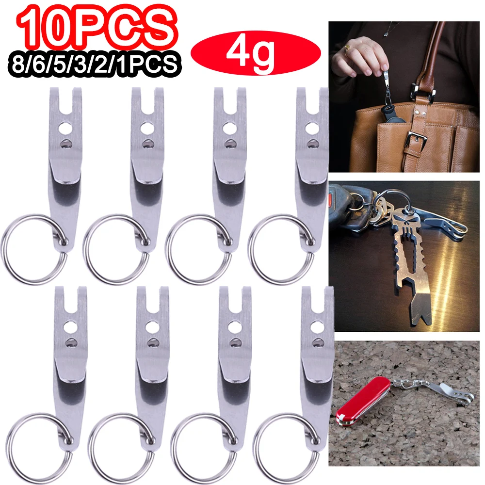 1-10PCS EDC Bag Gear Pocket Suspension Clip Mini Pocket Suspension Clip Hanger Stainless Steel with Key Chain Outdoor Equipment