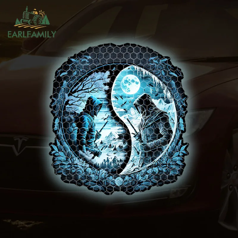 EARLFAMILY Adesivos Refletivos Yinyang Samurai para Carro, Decalque de Vinil à Prova de Arranhões para Motocicletas, Janelas, Capacete, Porta-Malas, A