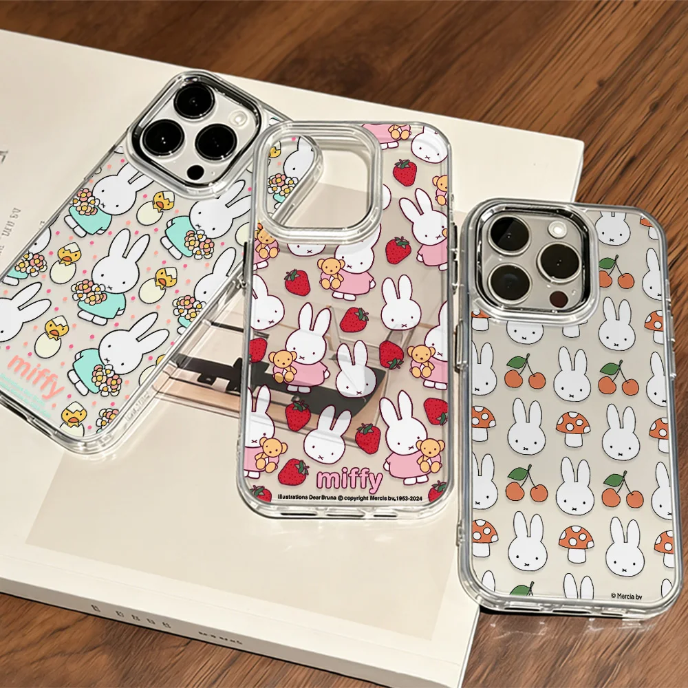Niedliche Cartoon-Kaninchen Handyhülle für iPhone 17 16e 16 15 14 13 12 11 Mini Pro Max X XR XSMAX 8 Air Plus Transparente Weiche Schutzhülle
