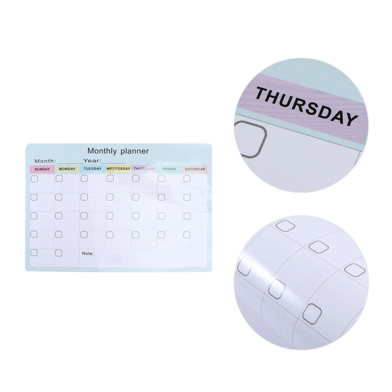 

2pcs Monthly Plan Board Plastic Fridge Calendar Planner Reusable Wipes No Residue Ample Space Flexible Use