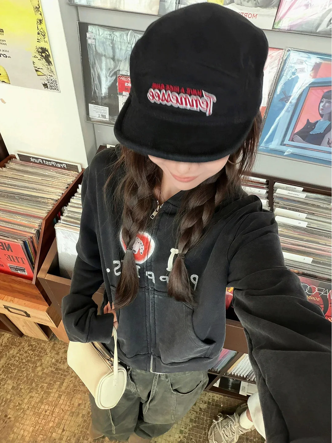 Washed American Style Hooded Zipper Jacket Women's Casual Slim Fit Short Loose Print Sweatshirt Coat Autumn Fashion Outerwear