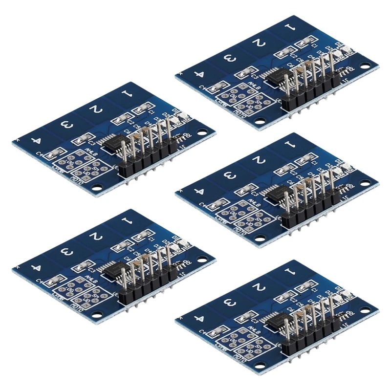 TTP224 Modulo interruttore tattile capacitivo a 4 canali IC di induzione a 4 tasti da 2,4 V a 5,5 V Indicatore di stato di livello Modulo integrato