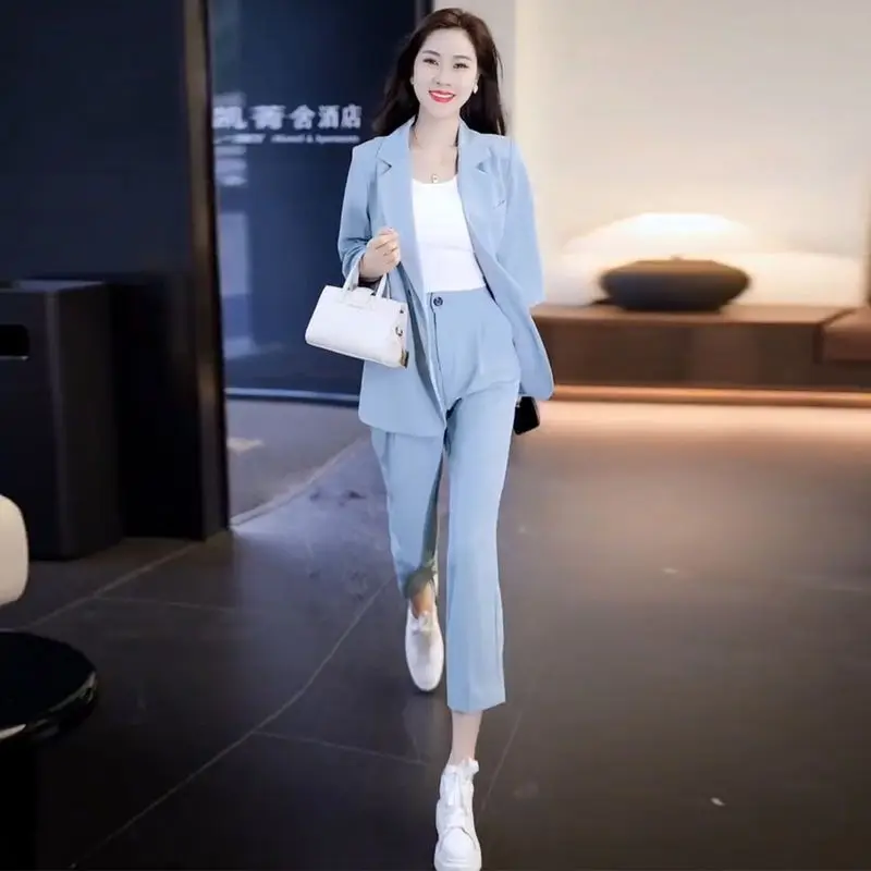 Spring/Summer Fashion Set for Women\'s 2024 New Korean Edition High End Fashion Style Casual Pants Age Reducing Two Piece Set