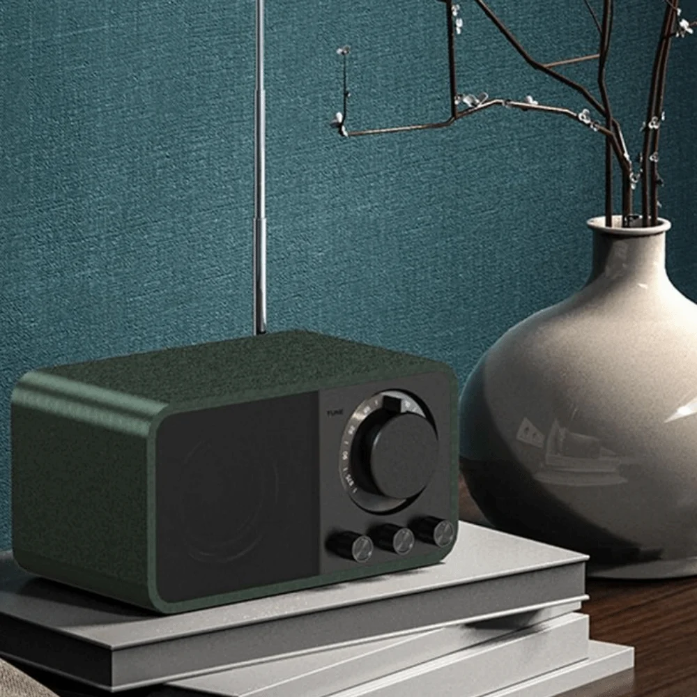 Retro Bluetooth Speaker Super Bass Wooden FM Radio with Bluetooth AUX Audio/TF Support Rotary Tuning Dial Vintage Radio
