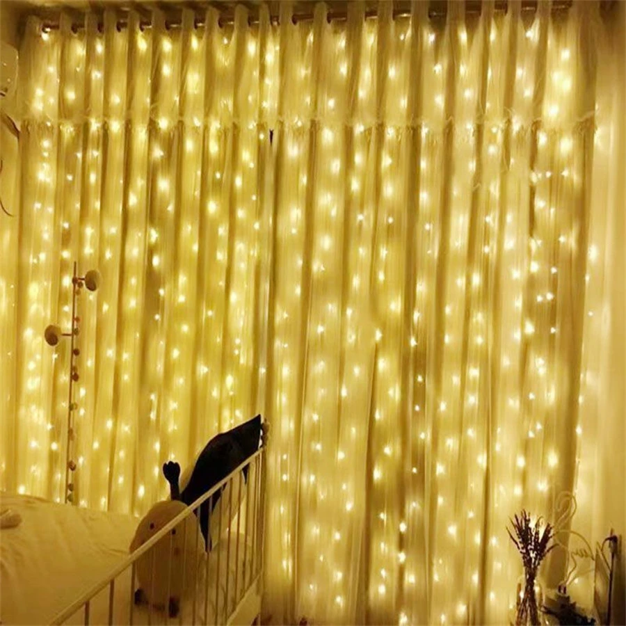 USB Curtain String Light Home Bedroom Decor LED Wedding Fairy Lamp Remote Control 8 Modes Party Holiday Decoration Ramadan
