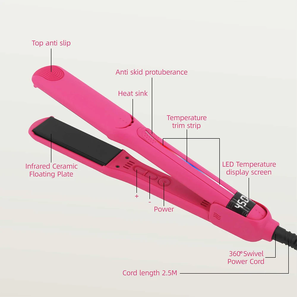 Утюжок с ИК-излучением 450 °F / 230 ℃ 2 в 1, профессиональный выпрямитель для волос, бигуди, фотоэлектрический стайлер для волос 100-240 В