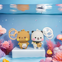 New Panda Bubu and Yier Keychain Backpack Charm Cute Cartoon Small Bear Doll Anime Key Ring Couple Jewelry Valentine's Day Gifts