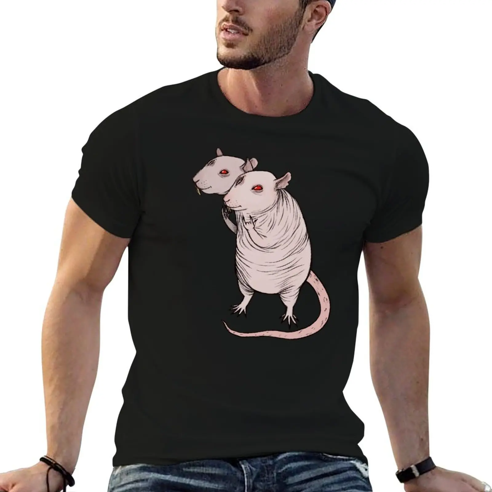Two Headed Rat T-Shirt Plus Size Gym Sports T-Shirt