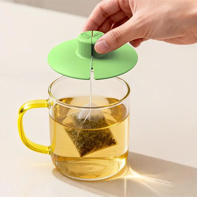 【K】New Silicone Tea Bag Partner With Handle Tea Bag Holder & Squeezer Reusable Mugs Lids Easy To Use Dishwasher Safe For Cafe