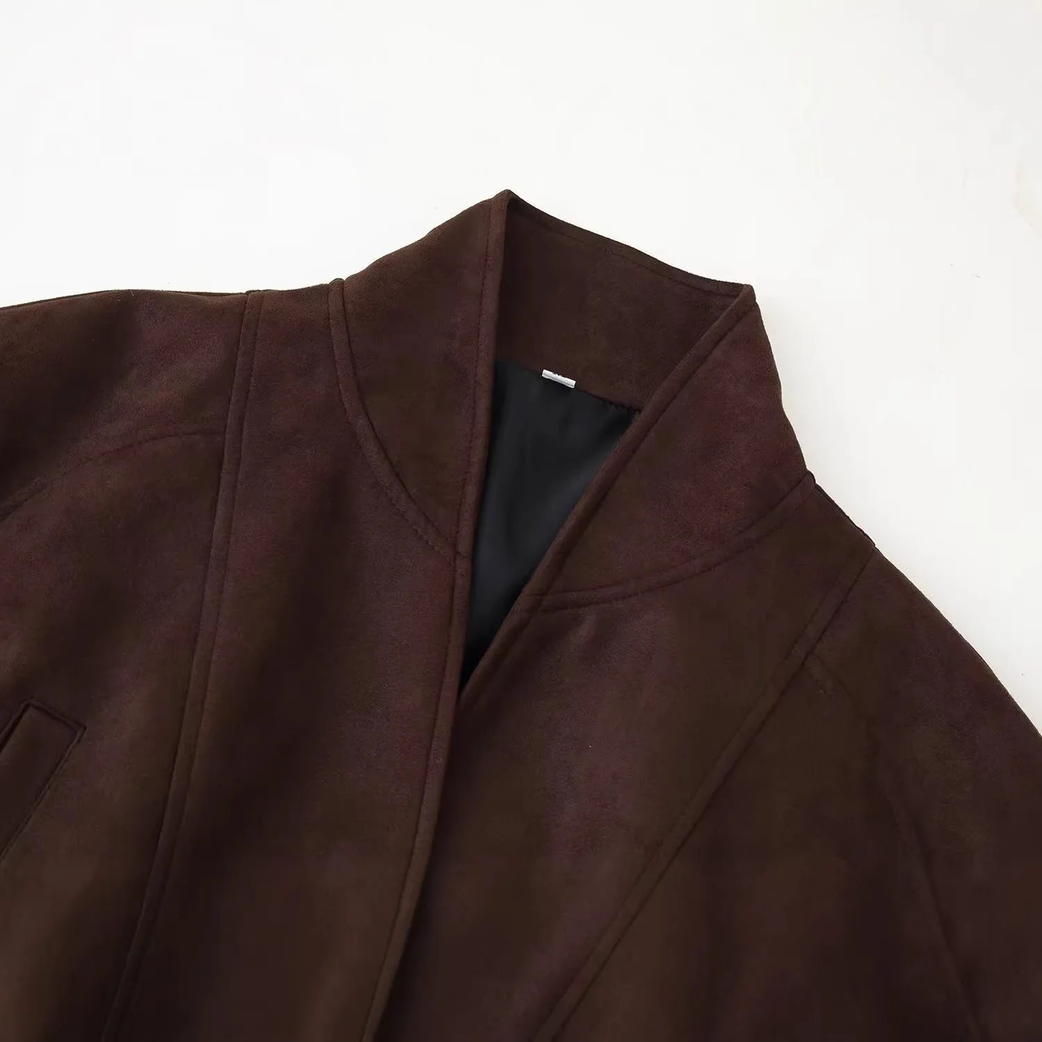 KIDCRKJ 빈티지 브라운 여성 봄 코트 브이넥 버튼 레이스 업 보우 타이 여성 스웨이드 재킷 우아한 다용도 여성 아우터웨어