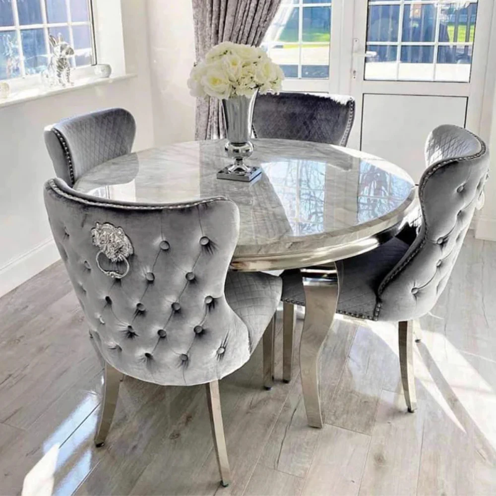 Simple Modern Luxury Furniture Dining Room Table and Chairs  Round Dining Table Set 4 Chairs Table and Chairs view 3