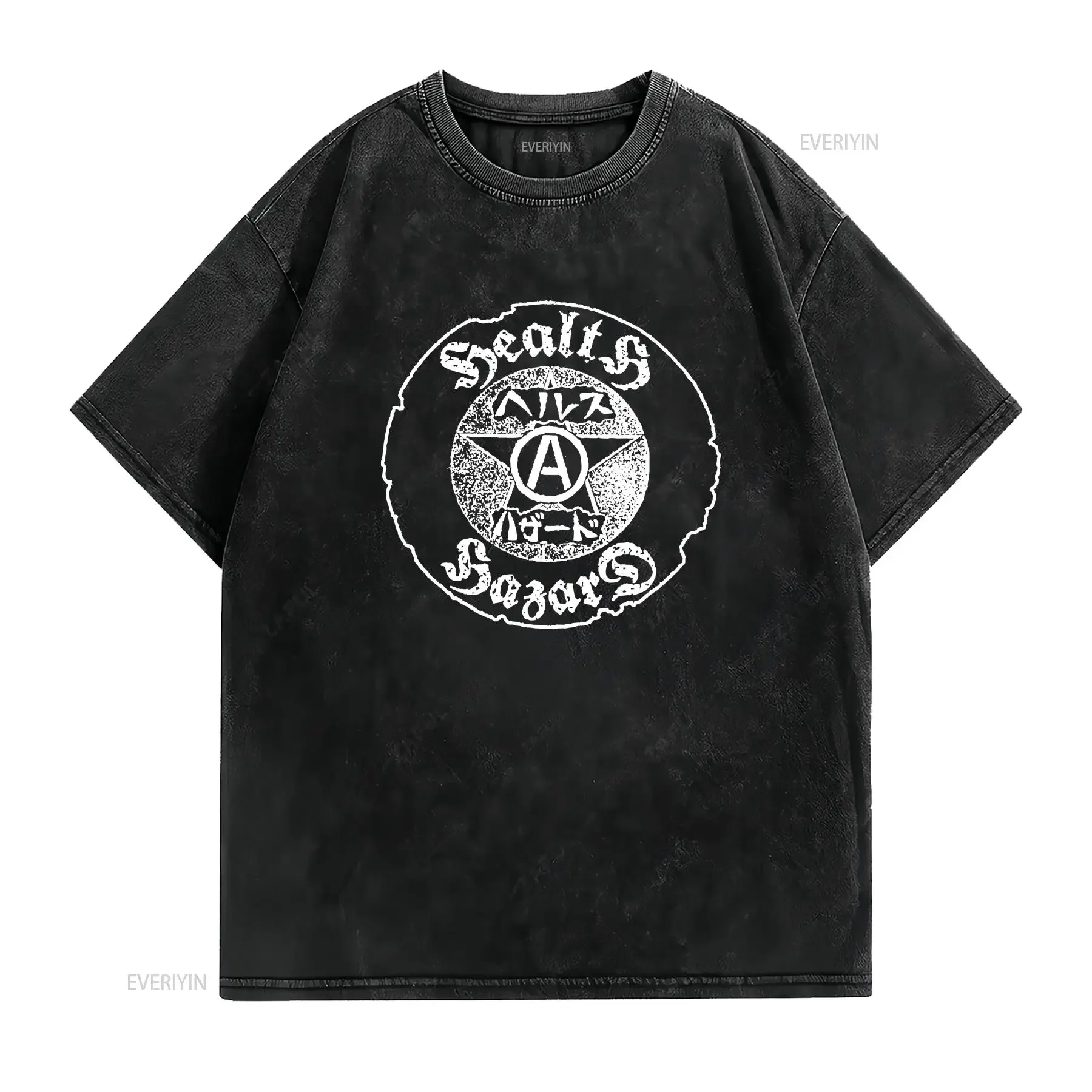 Health Hazard T Shirt Crust Punk Hardcore Initial State Disrupt Detestation vintage Washed Top For Everyday Wear Breathable