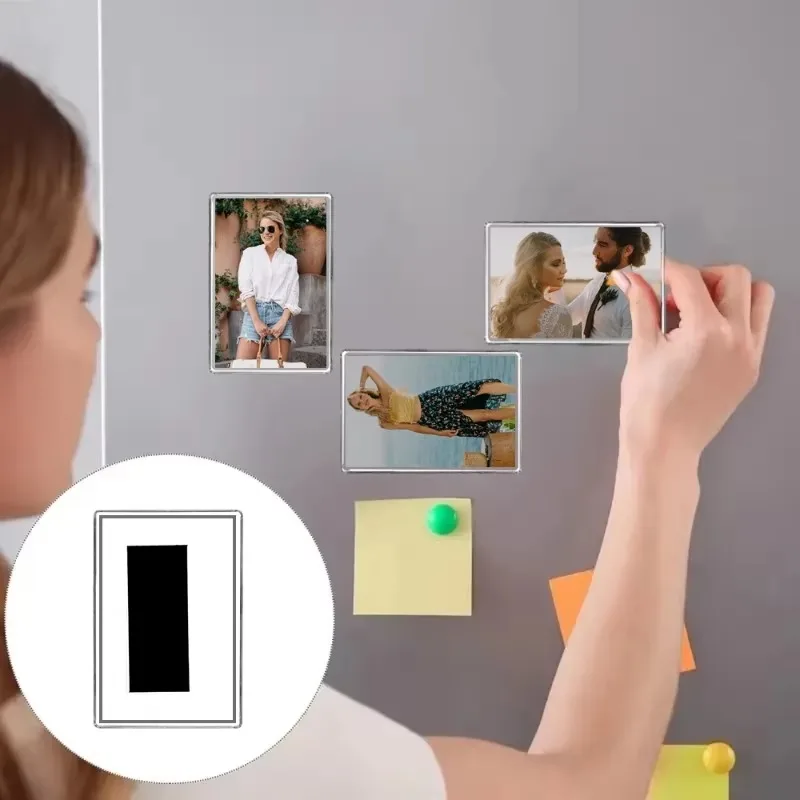 5/12PCSBlank Photo Frame Insert Fridge Magnets Mini Magnetic Refrigerator Acrylic Picture Frames Decoration Family Gift Magnets