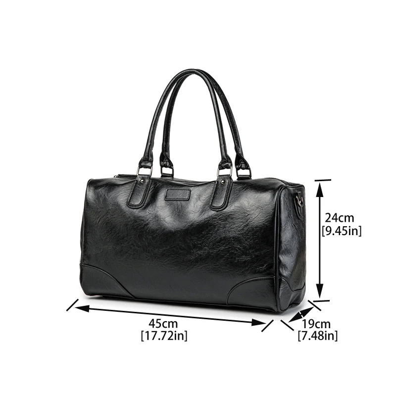Men Retro PU Leather Duffel Bag Large Capacity Business Travel Handbag Carry On Luggage Bag Portable Shoulder Duffle Bag