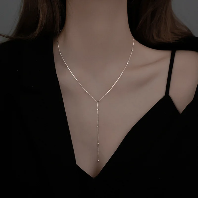 925 Sterling srebrna iskrząca Tassel Choker łańcuszek naszyjnik dla kobiet łańcuszek z biżuterią prezent urodzinowy, na przyjęcie weselne