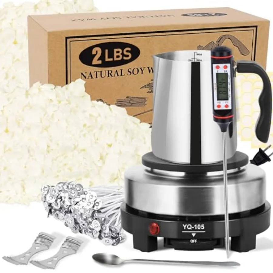 

Candle Making Kit with Wax Melter Candle Wax for Candle Making - DIY Candle Making Supplies Including 2lbs Soy Wax Flakes Melti