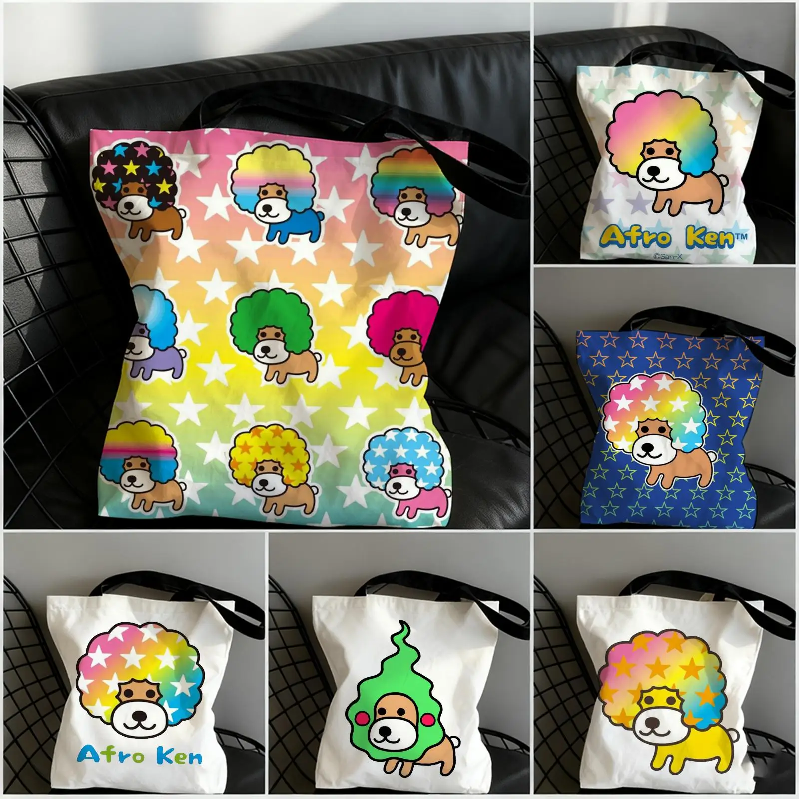 Bolsas de Almacenamiento con Diseño Afro Ken de Japón, Bolsa de Lona con Estampado a Doble Cara, Gran Capacidad, Bolso de Hombro, Bolso de Compras a la Moda