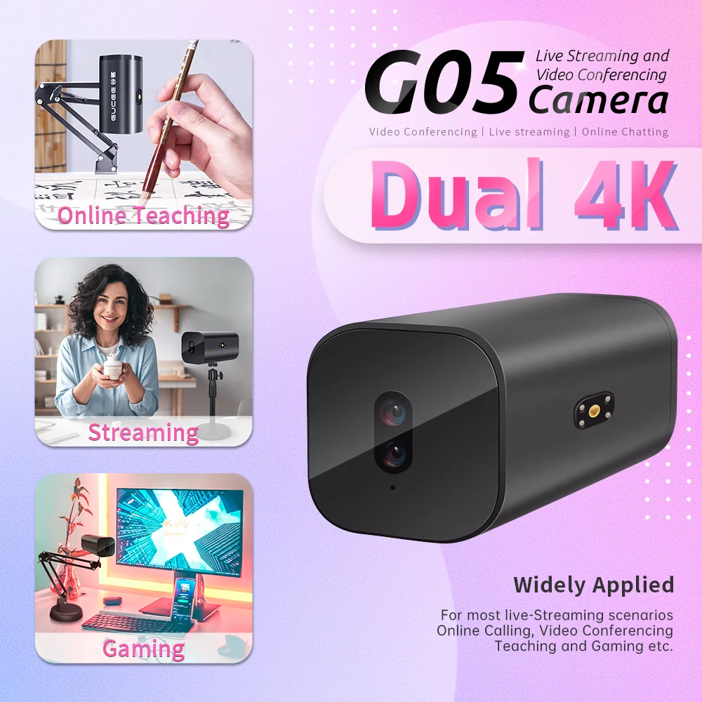 듀얼 4K 렌즈 10배줌 마이크 내장 USB 웹캠 화상회의 온라인 강의 방송용 디지털 카메라 웹캠 PC 노트북