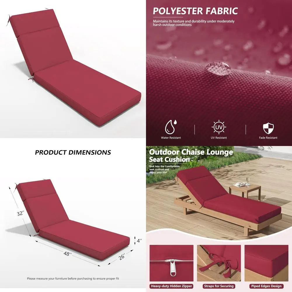 

Водостойкая подушка для шезлонга на открытом воздухе, 80 л x 26 В x 4 D, пена высокой плотности, устойчивая к выцветанию для комфортной релаксации