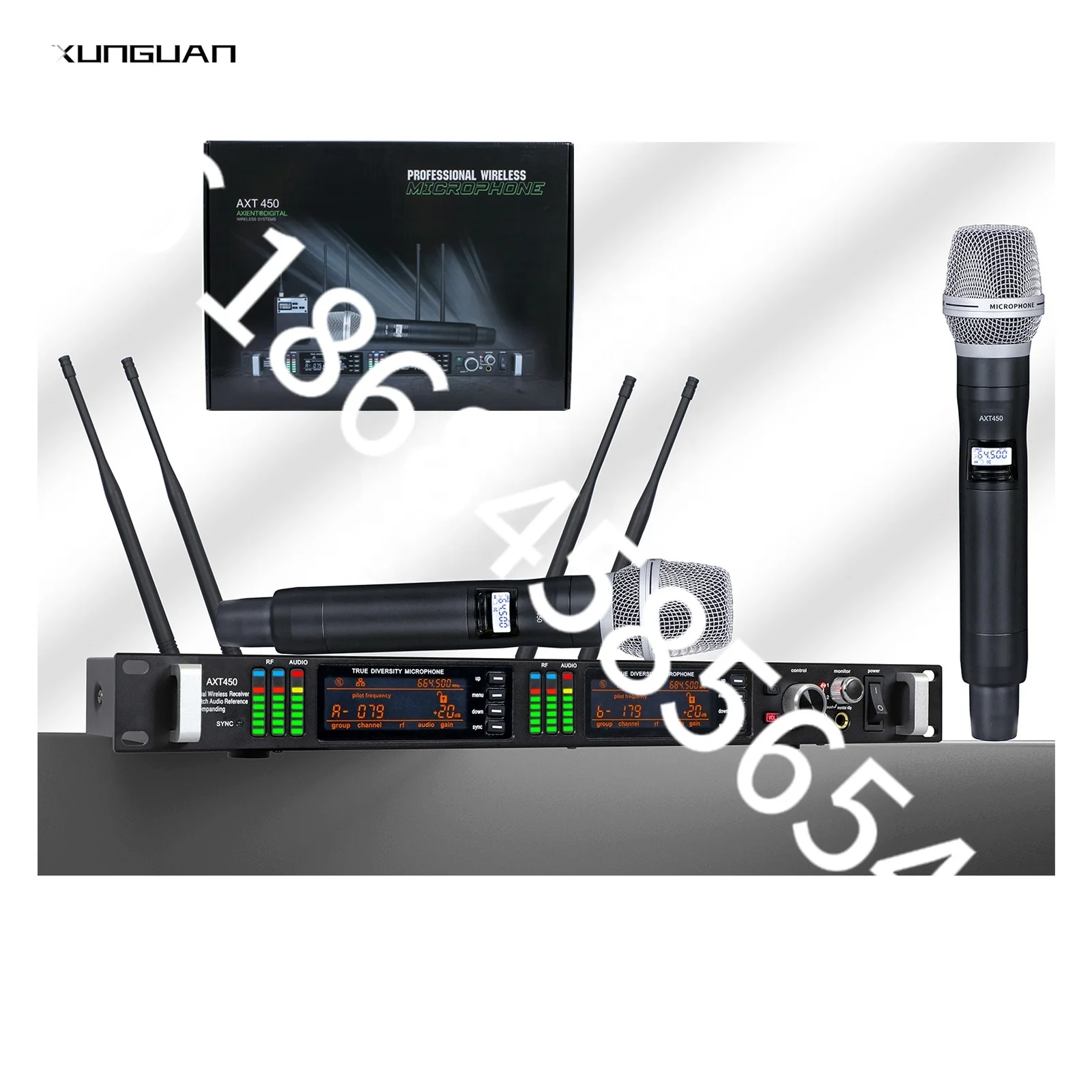 

AXT450 New Arrival OEM 2 Channel True Diversity UHF Microphone Wireless with Metal Handheld for Singing Stage Performance