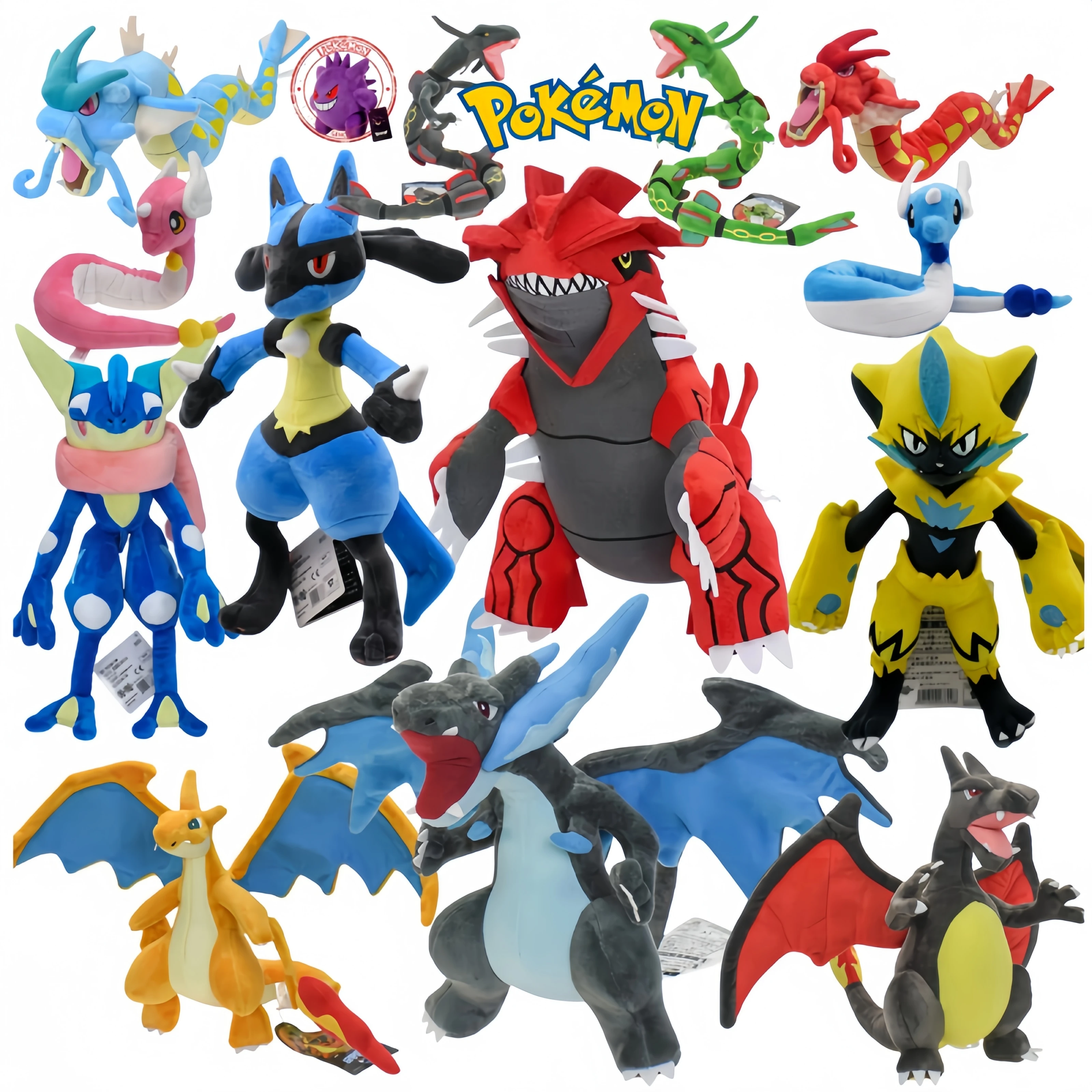 Pokemon Groudon Plush Shiny Charizard Lucario Gyarados Shiny Rayquaza Greninja Sudowoodo Anime Stuffed Peluche Kids Xmas Gift