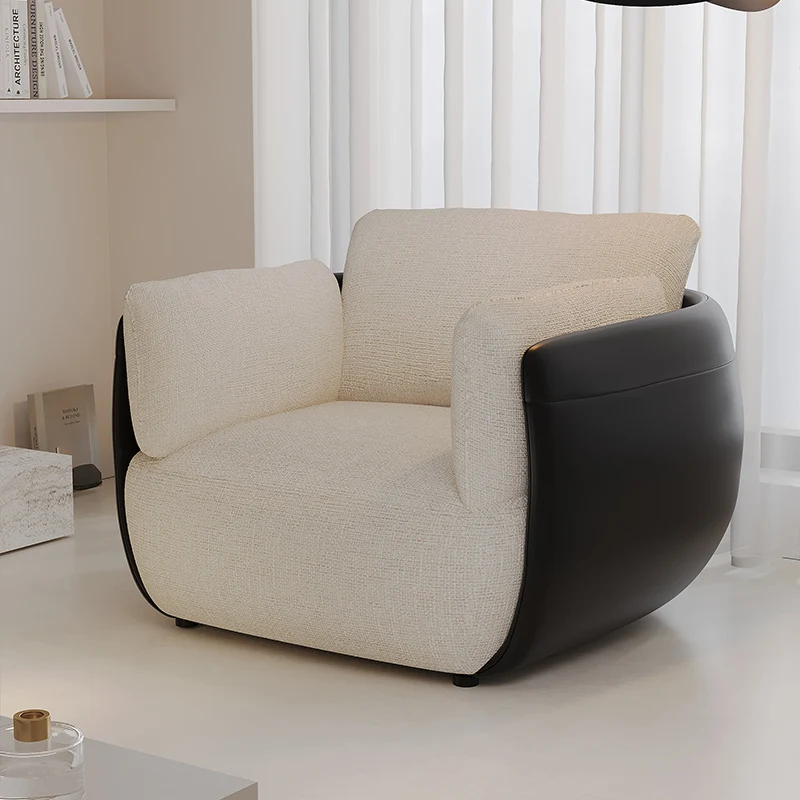 

Italian Minimalist Living Room Single Sofa Chair Nordic Designer Cotton and Linen Lazy Small Sofa Bedroom Leisure Chair