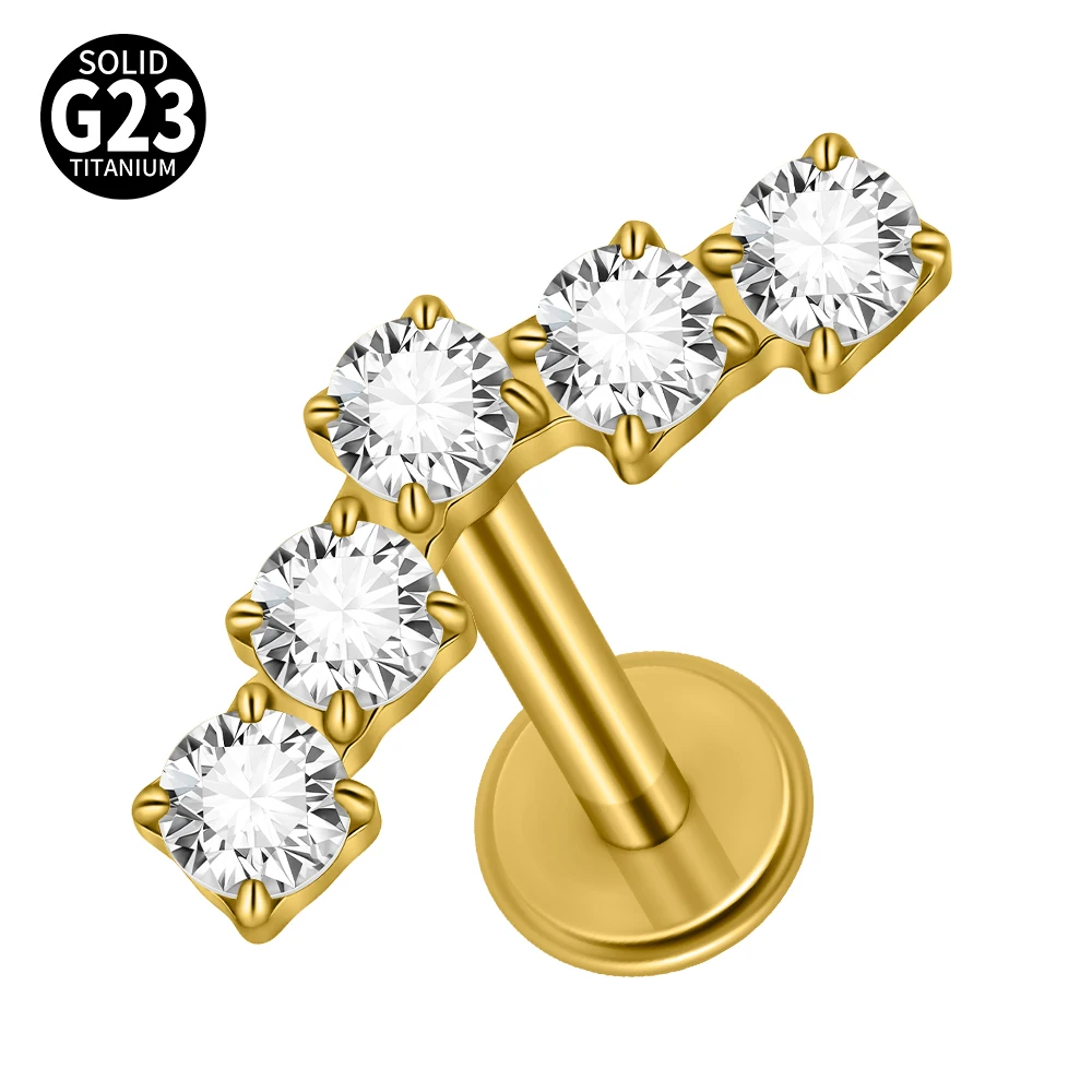 G23 Titanium Clear CZ Gem Labret & Lip Stud