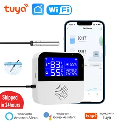 Tuya WiFi sensore di umidità della temperatura sonda di temperatura esterna Smart Life termometro per interni igrometro supporto per misuratore Alexa