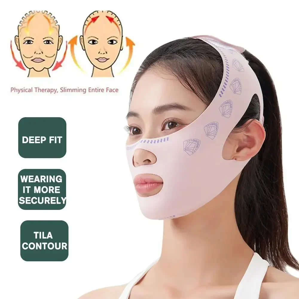 wholesale Breathable V Face Band CheekLift Up Face Thin Mask Reduce Double Chin V-Line Shaping Bandage Anti Wrinkle Face Bandage image 2