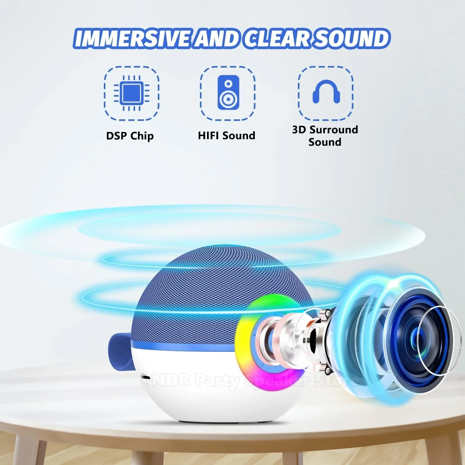 Mini Wireless BT Speakers Audio System Sound with Dual Microphones KTV Karaoke System Professional Singing Outdoor Speaker T97