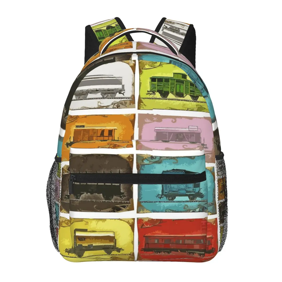 

Ticket To Ride The Trains On White Backpacks Boys Girls Bookbag Children School Bags Cartoon Laptop Rucksack Shoulder Bag