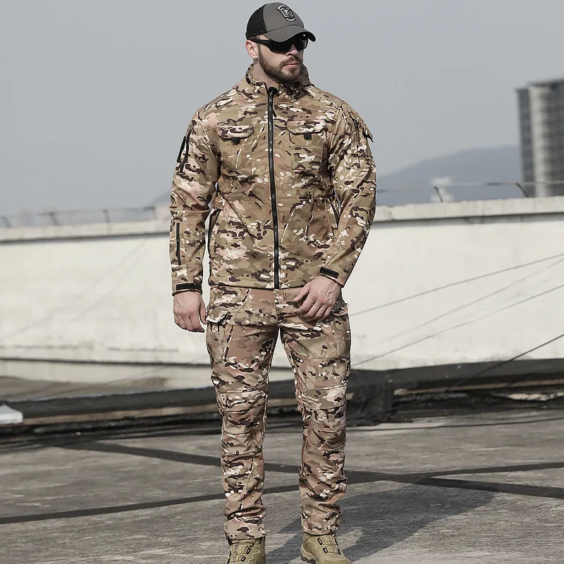 Mens Scarab Outdoor Tactical Soft Shell Assault Suit Autumn Winter Multifunctional Camouflage Thickened Fleece