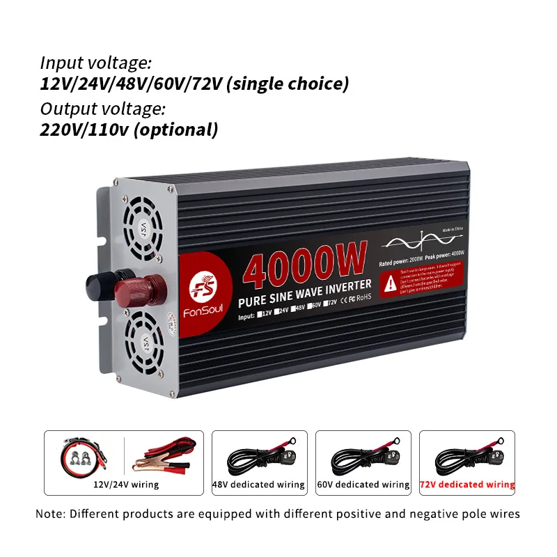 6000W 5000W 4000W 3000W Pure Sine Wave Inveter DC 12V 24V 48V 60V 72V Battery AC 220V Off Grid Inverters For Home Car Batteries
