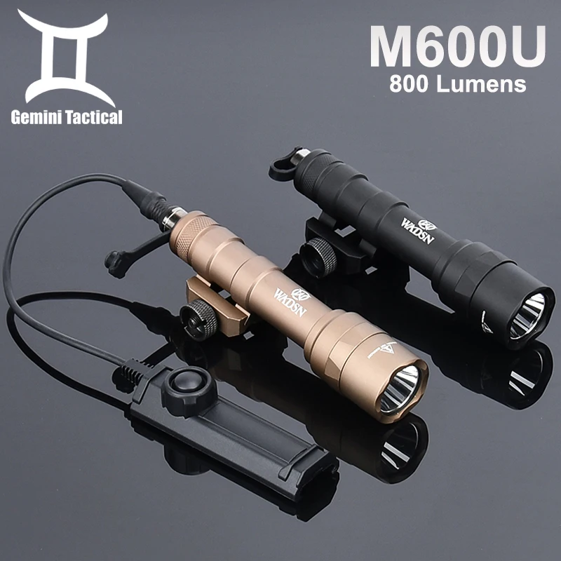 Airsoft Tactical M600 Flashlight Wadsn M600U 800Lumens High Power Hunting Weapon Scout Light Dual Funtion Switch Fit 20mm Rail