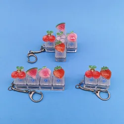 Keycap Keychain Mobile Phone Pendant Fruit Kawaii Keyring Fingertip Decompression Novelty Pop Fidget Toy Valentine Holiday Gift