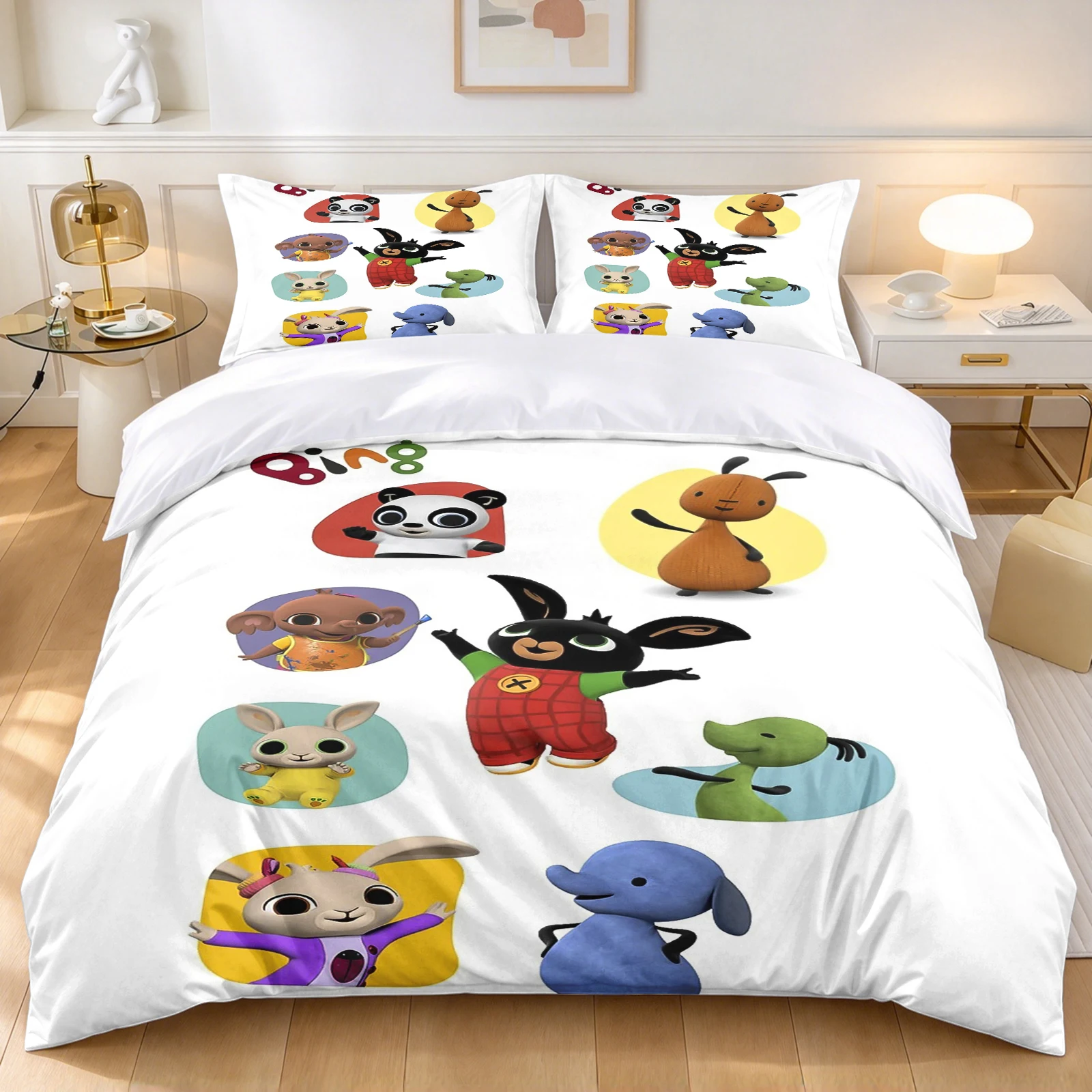 Bing Rabbit Cartoon Bedding Set Children's Animation 3D Print Duvet Cover Pillowcase Kids Bedroom Decor Home Textile Bed Linens