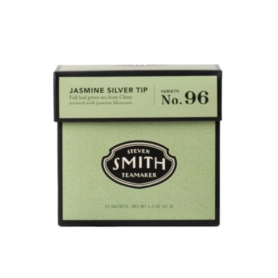 Smith Teamaker Jasmine Silver Tip. Té Verde 96 con Flores de Jazmín, Cafeinado, Sin Azúcar, Cultivo Sostenible, Hojas Verdes Completas