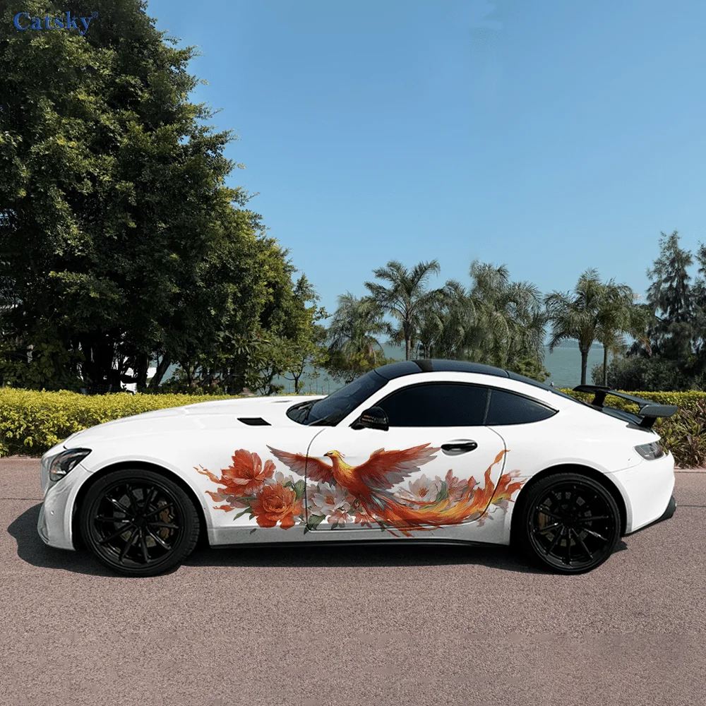 

Цветок Феникса, красочные автомобильные виниловые наклейки, самоклеящаяся наклейка из ПВХ, подходит для грузовиков, внедорожников, украшения, автоаксессуары, подарок