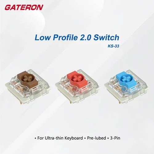 Gateron interruptor de perfil bajo 2,0 rojo azul marrón plata 3 pines para teclado mecánico ultrafino air75 air60 K1 K3 K7